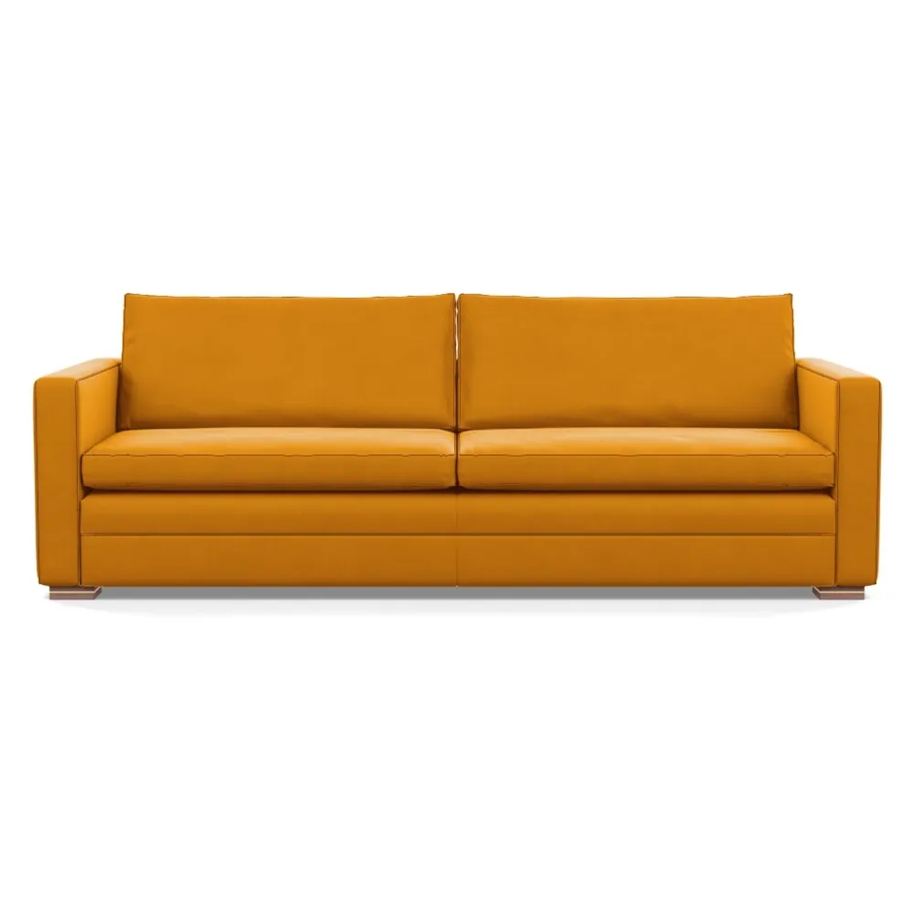 Heal's Palermo 5 Seater Sofa Nobilis Velvet Mustard Brass and Walnut Feet 1