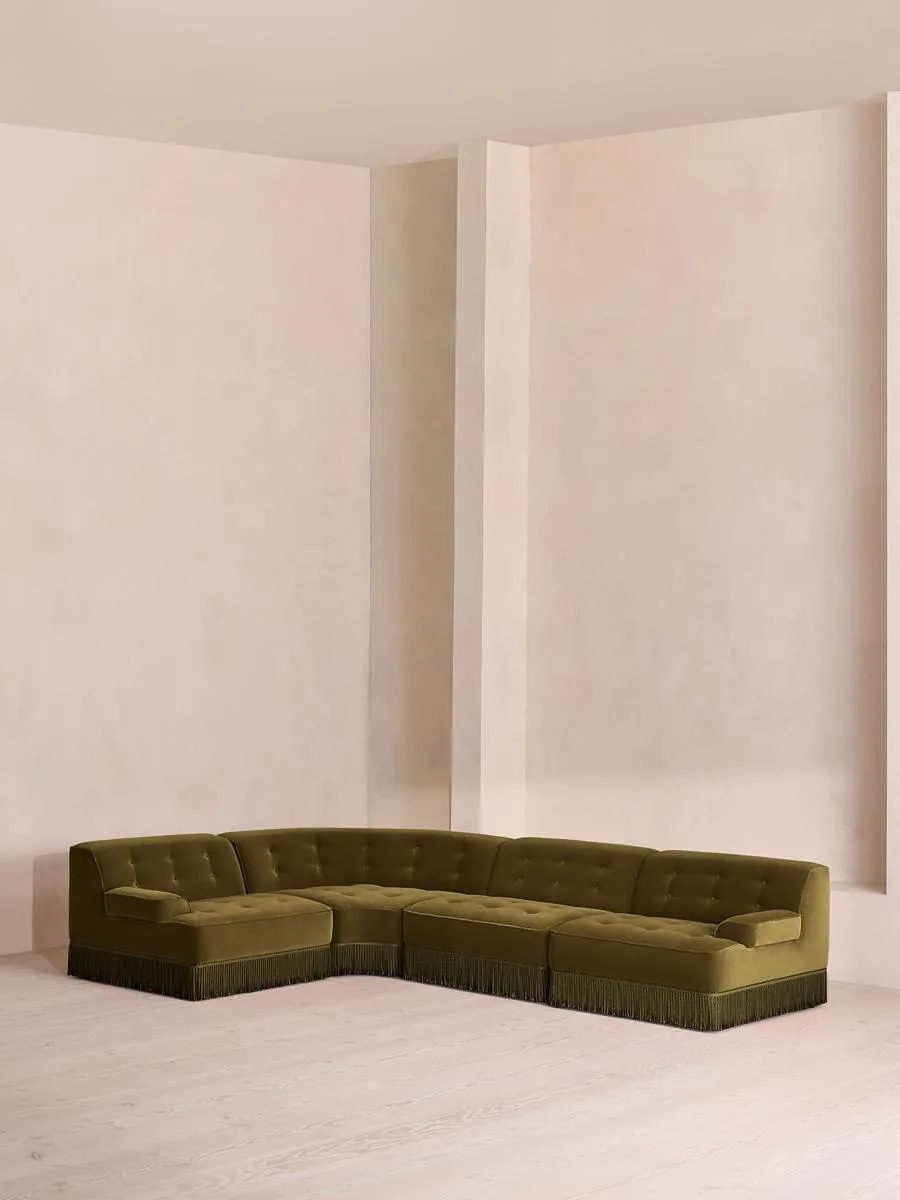 Elowen Modular Sofa, L-Shape Sofa, Velvet, Olive