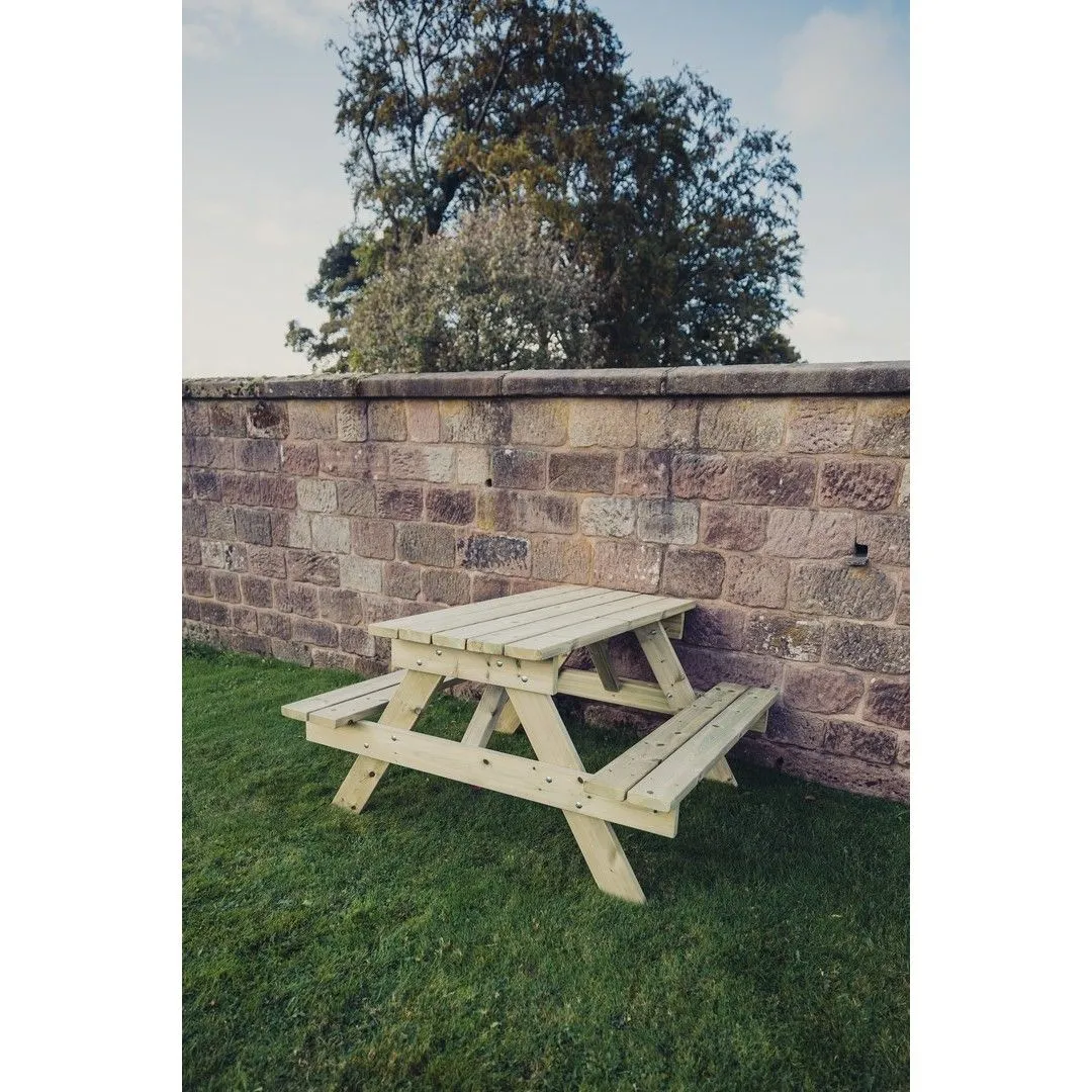 Churnet Valley Garden Furniture Ltd Picnic Table - L139.5 x W143.5 x H76 cm - Partially Assembled in Brown