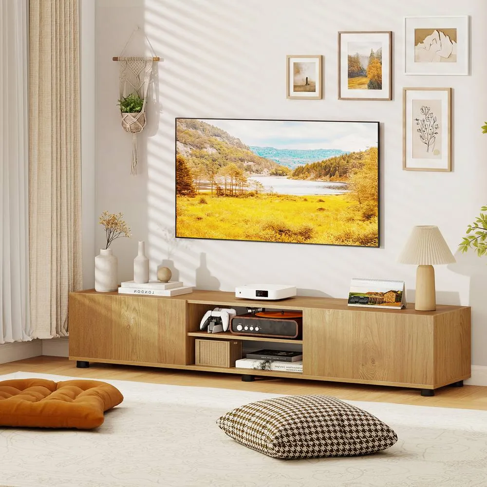 Costway TV Stand for TVs up to 70 Inch Brown/Natural/White in Natural 3