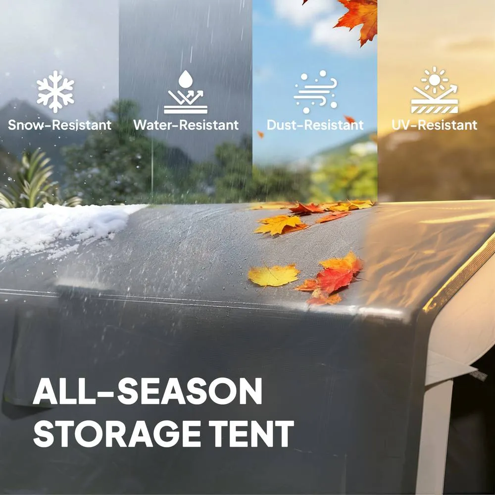 OUTSUNNY 1.8 x 2.4m Portable Storage Shed Heavy Duty Motorbike Shed in Grey 4