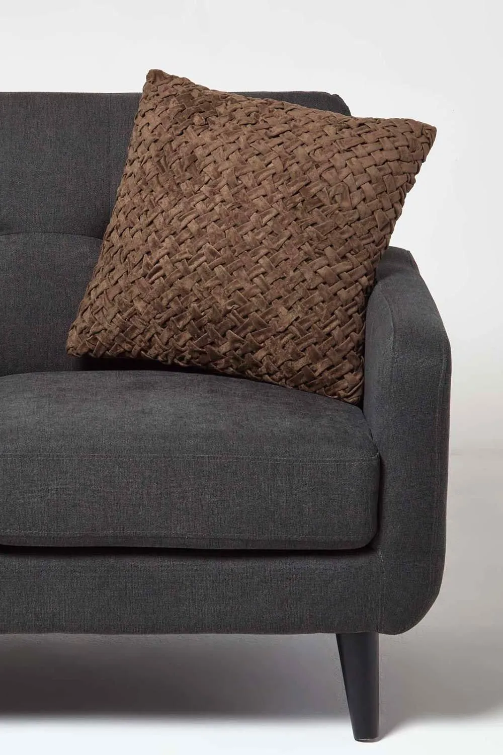 Homescapes Sofia Pleated Velvet Cushion in Brown 2