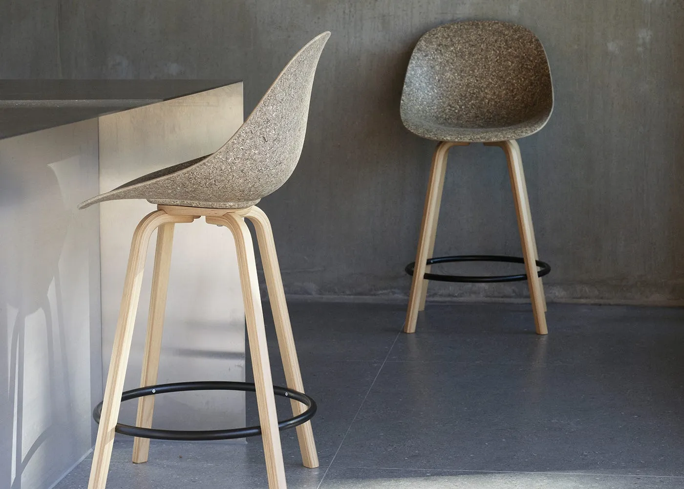 Normann Copenhagen Mat Bar Chair 65cm Black Steel Base in Seaweed 3