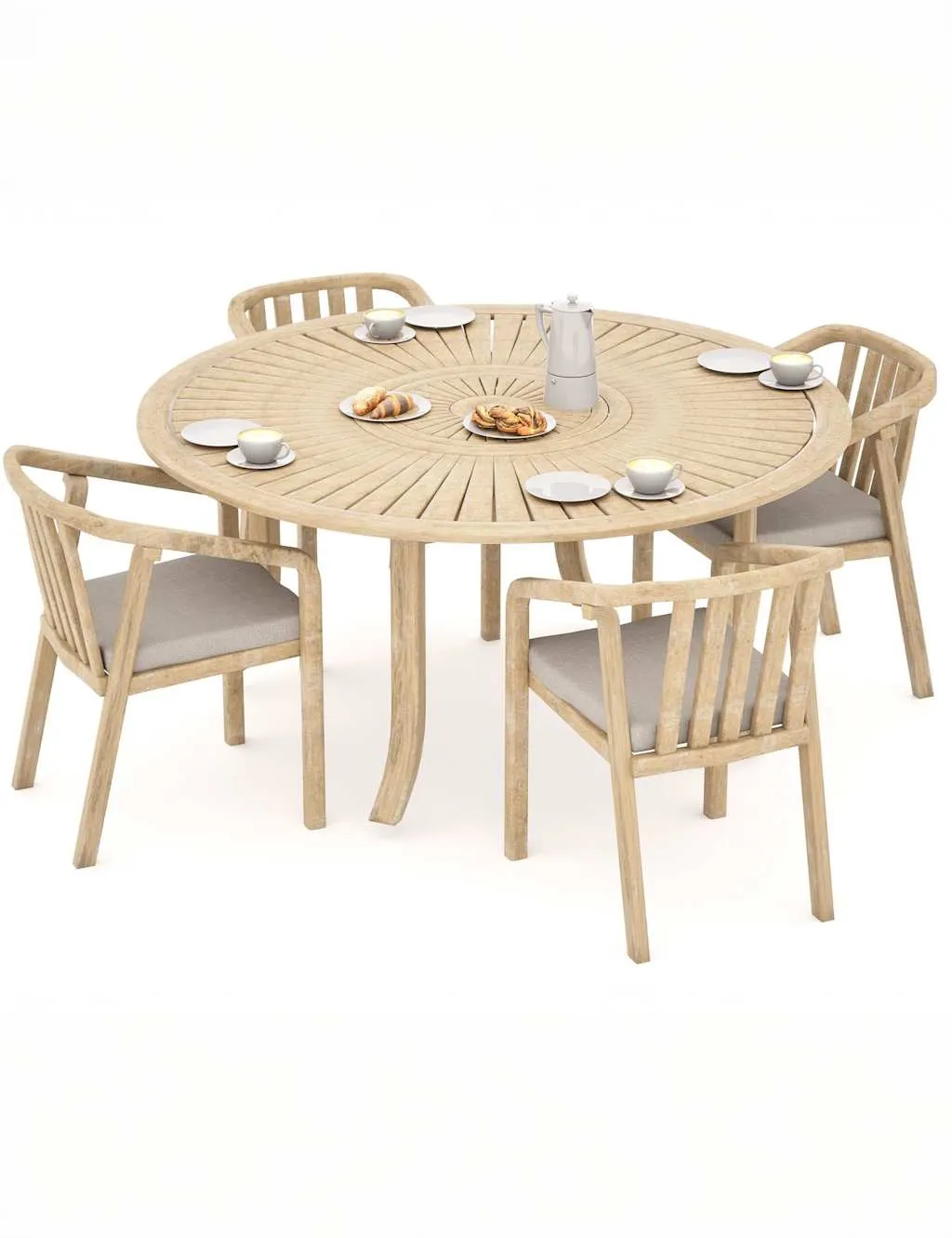 Royalcraft Maris 4 Seater Garden Dining Table and Chairs Natural