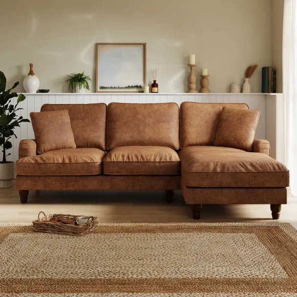 Beatrice Relaxed Faux Leather Corner Chaise Sofa