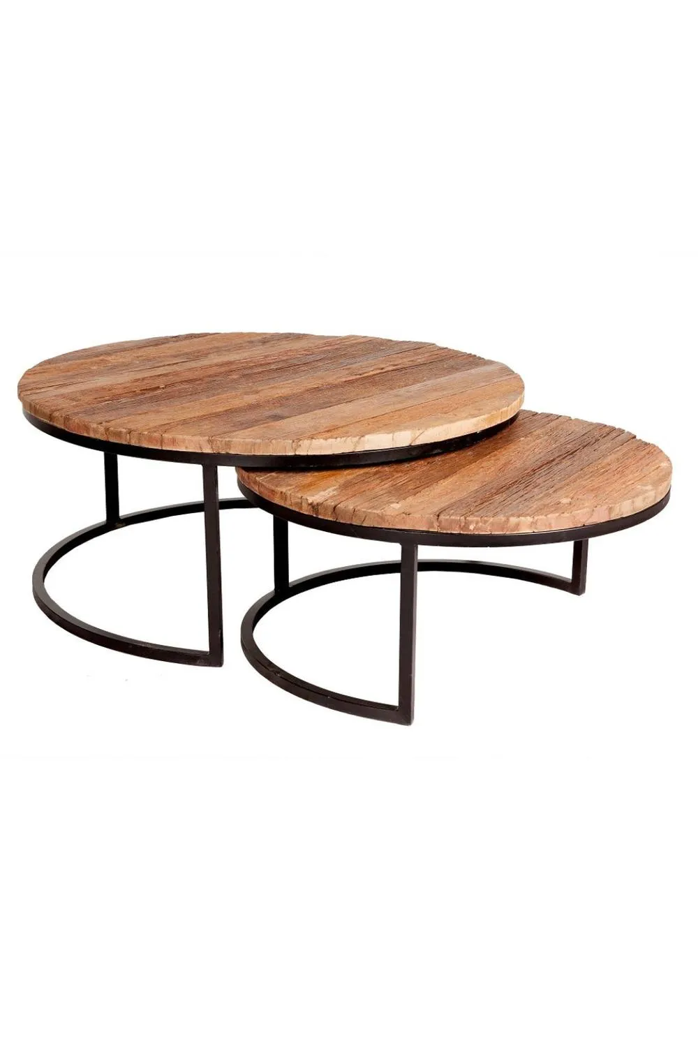 IH Design Wauseon Solid Wooden Set of 2 Coffee Tables - Railway Sleeper Table in Brown 2
