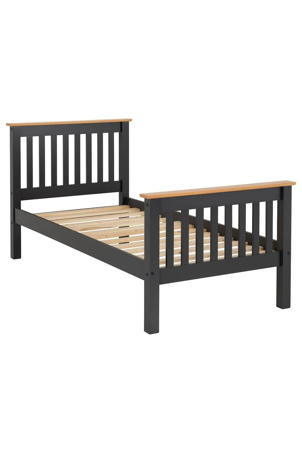 Seconique Monaco 3' Single Bed High Foot End in Dark Grey 2