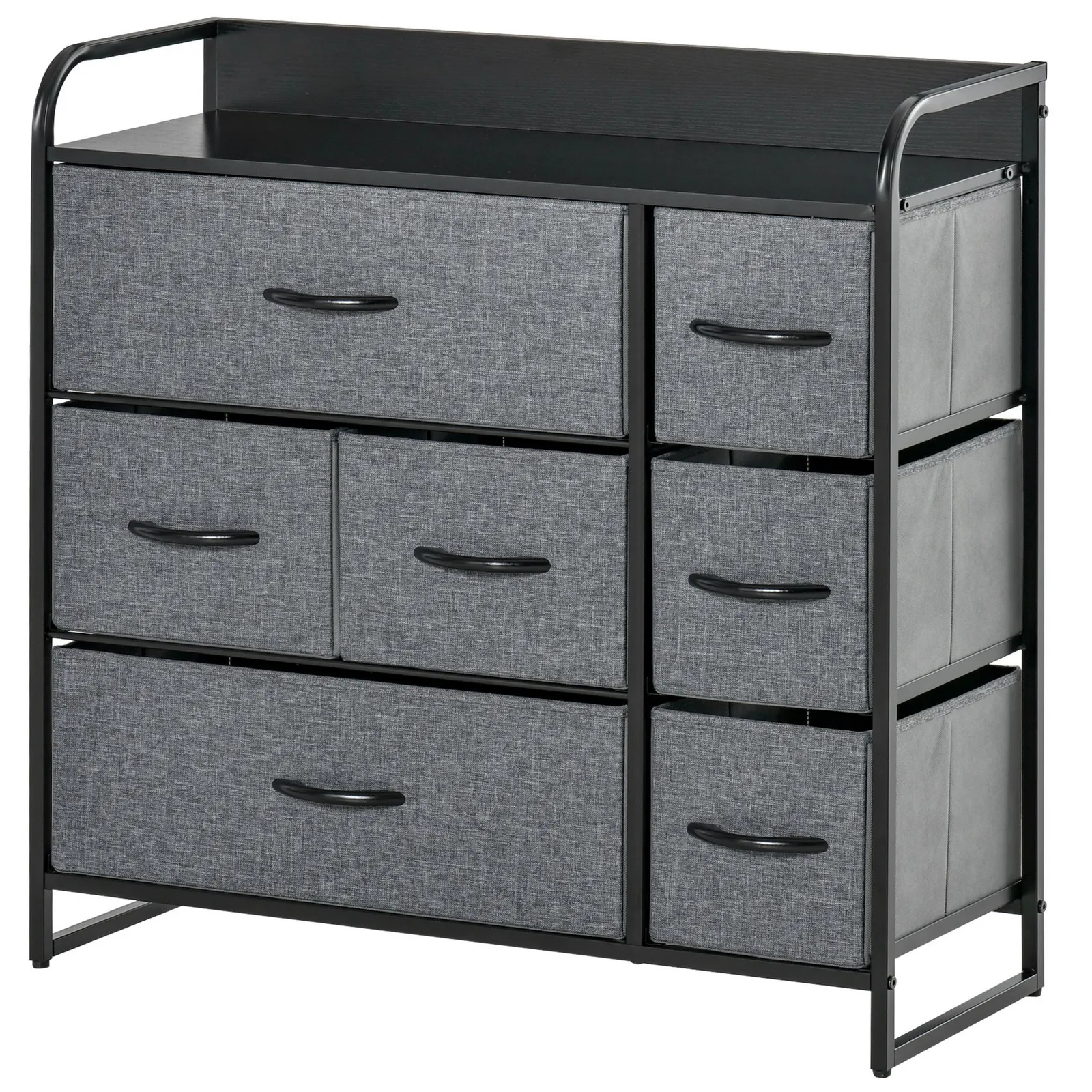 HOMCOM 3-Tier Fabric Bedroom Dresser with Foldable Drawers, Grey 2