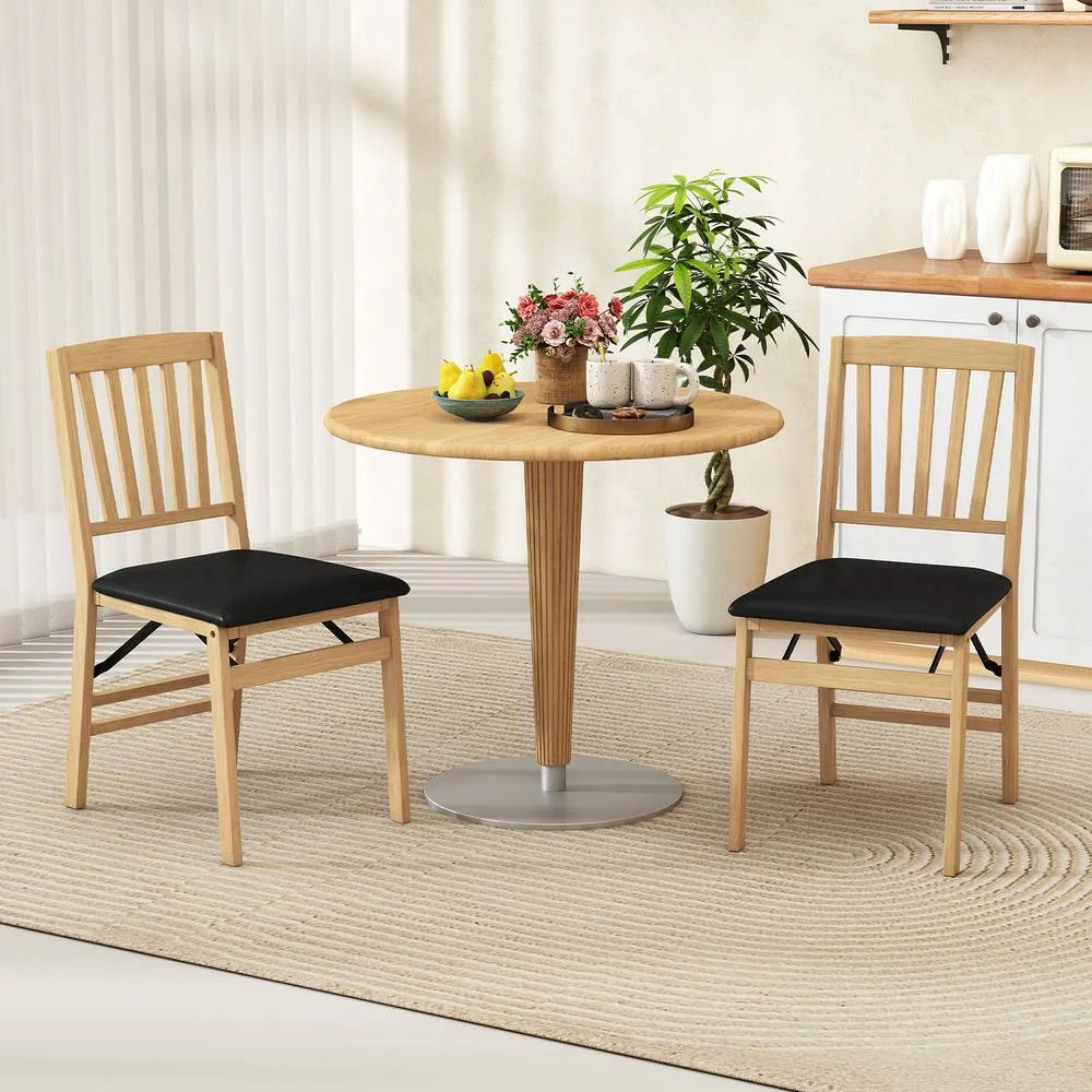 Costway Dining Chair Set of 2 Kitchen Folding Armless Chairs w/ Padded Seat in Black 2