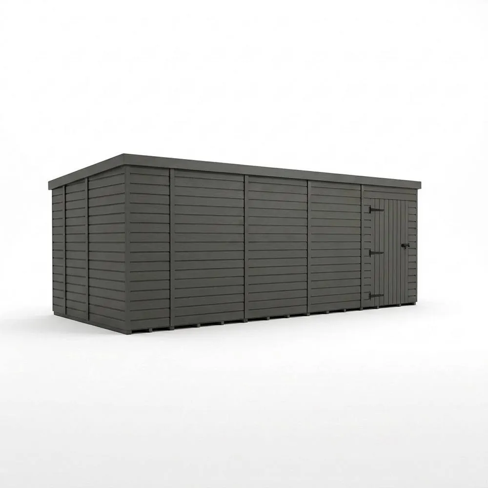 Buttercup Farm 18ft x 9ft Composite Pent Garden Shed Single Door No Windows in Grey