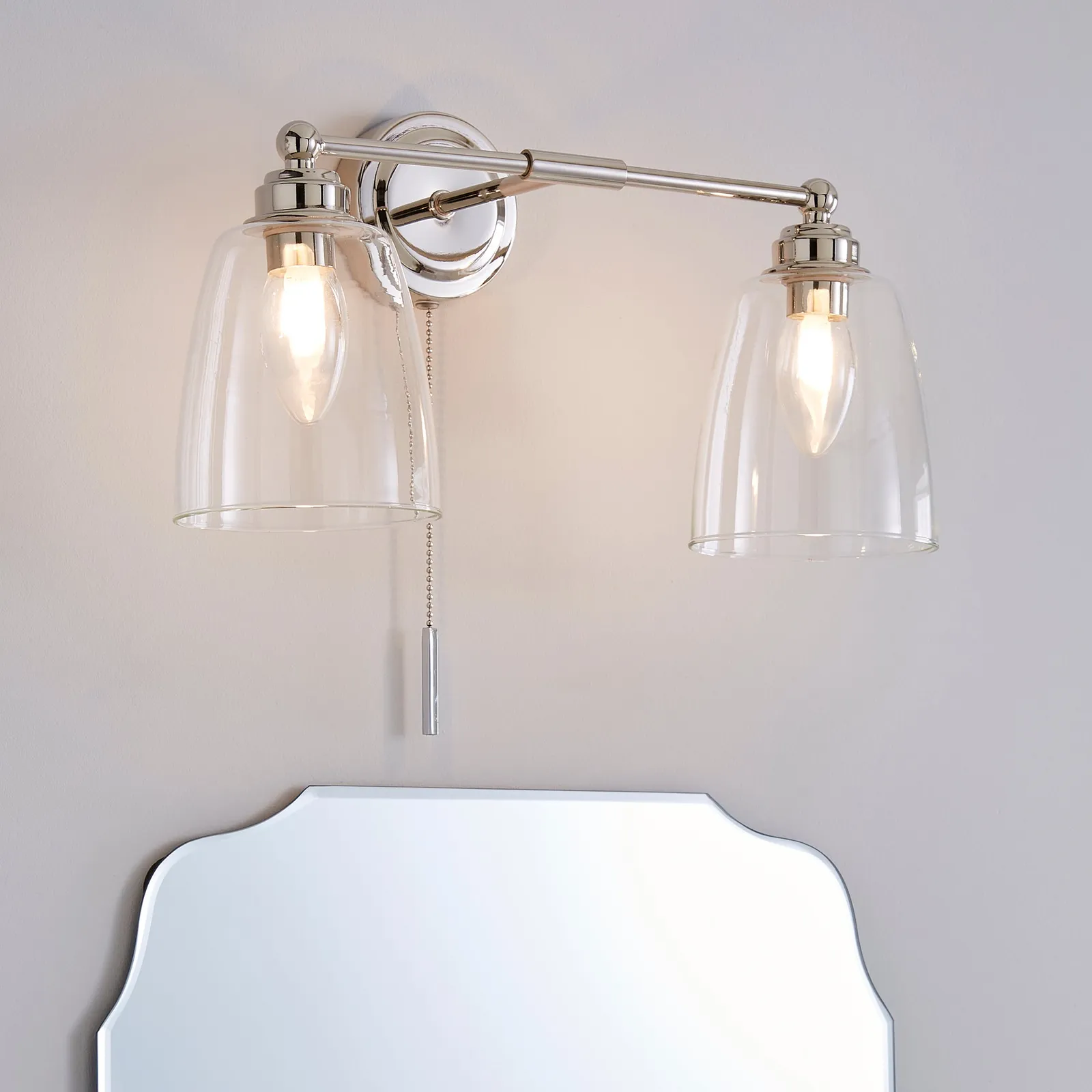 Dorma Uxbridge Bathroom 2 Light Wall Light Nickel Nickel