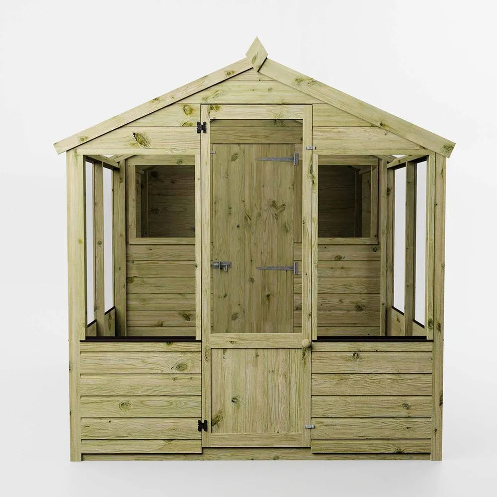Mercia Traditional Apex Greenhouse/Shed Combo - L245.8 x W201 x H205.8 cm in Brown 2