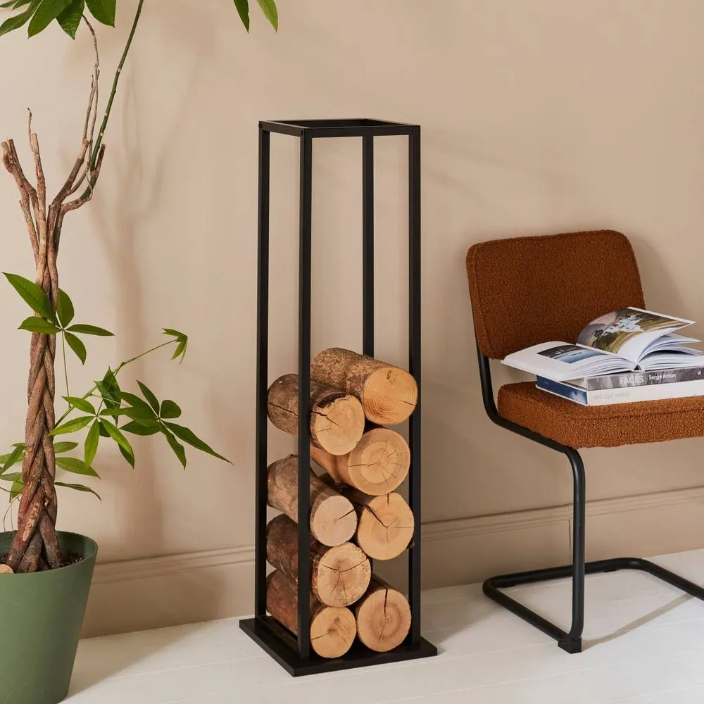 sweeek 112cm Interior Vertical Log Rack in Black 4