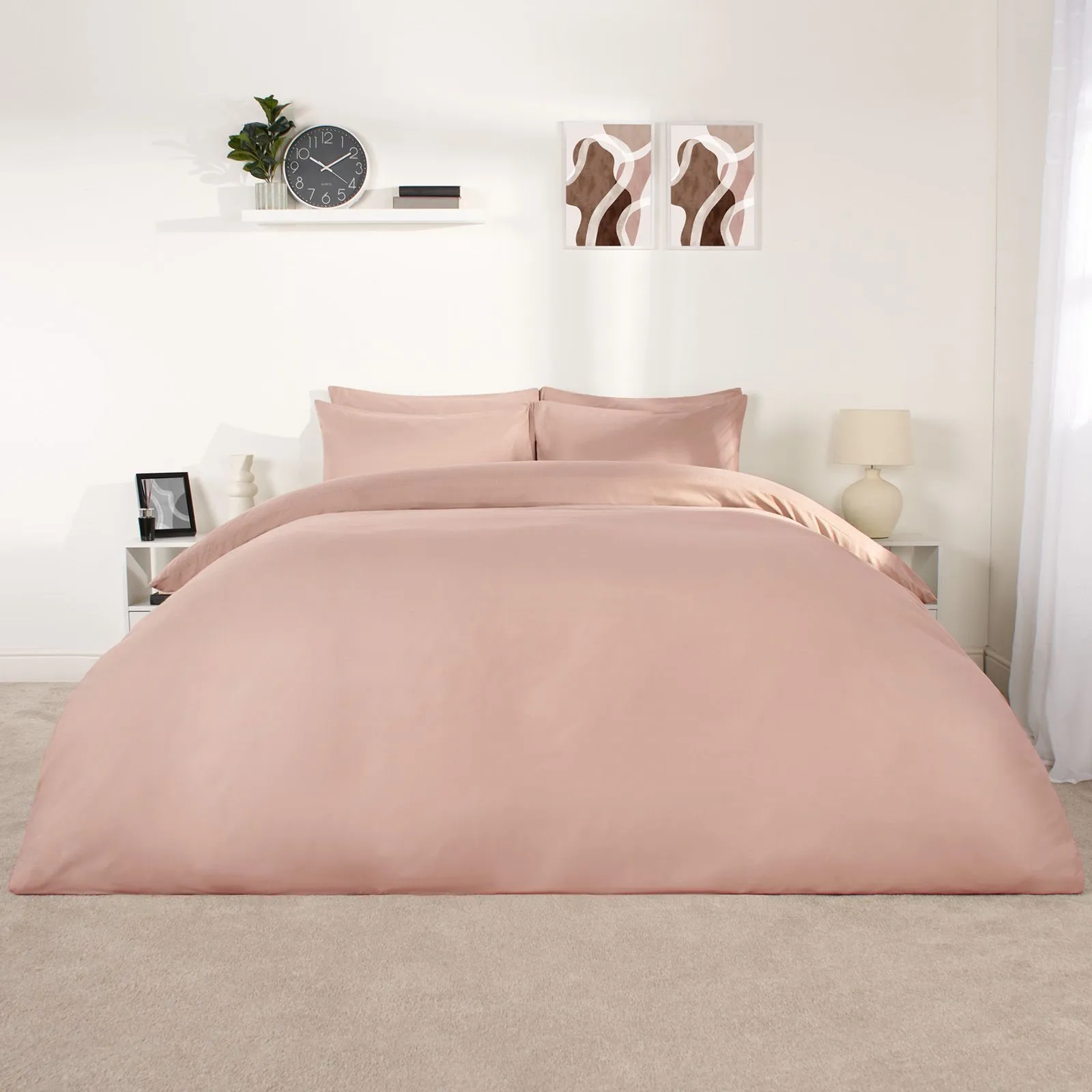 OHS Plain Dyed Duvet Cover Cover with Pillowcase Set in Light Pink