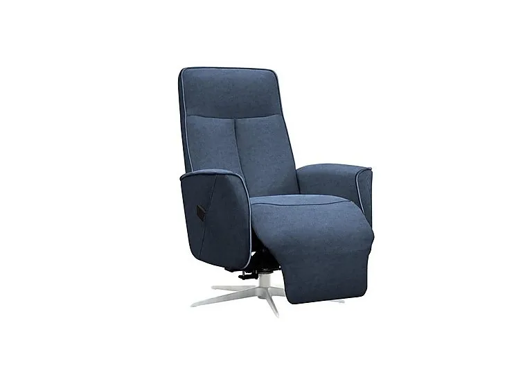 Maribo Fabric Lift and Rise Power Recliner Chair with Power Headrest and Chrome Base - Stingray Indigo