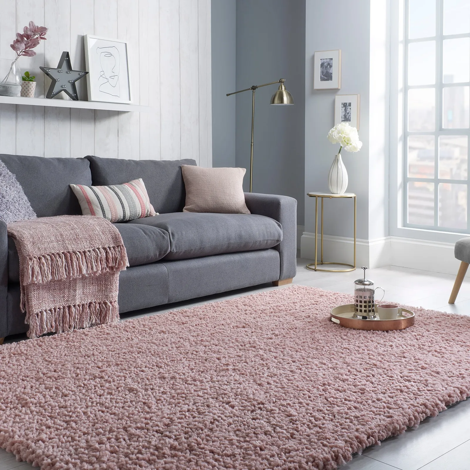 Bertie Shaggy Rug Pink