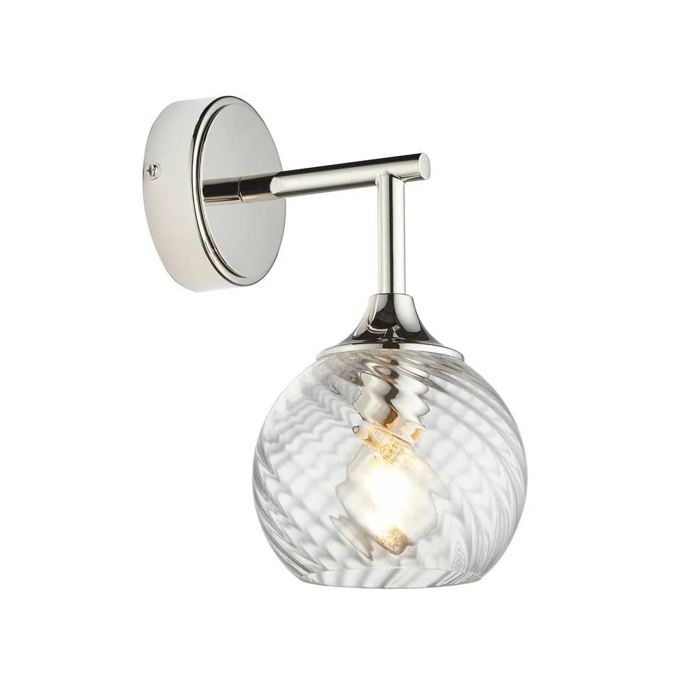 Netlighting Allegra Glass Shade Wall Lamp Bright Nickel in Silver