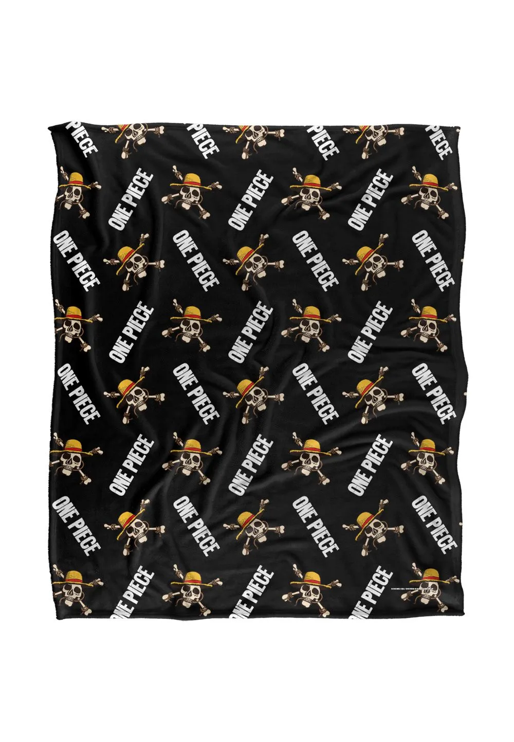 Netflix One Piece Jolly Roger Pattern Officially Licensed Silky Touch Super Soft Throw Blanket 152 x 127 cm in White