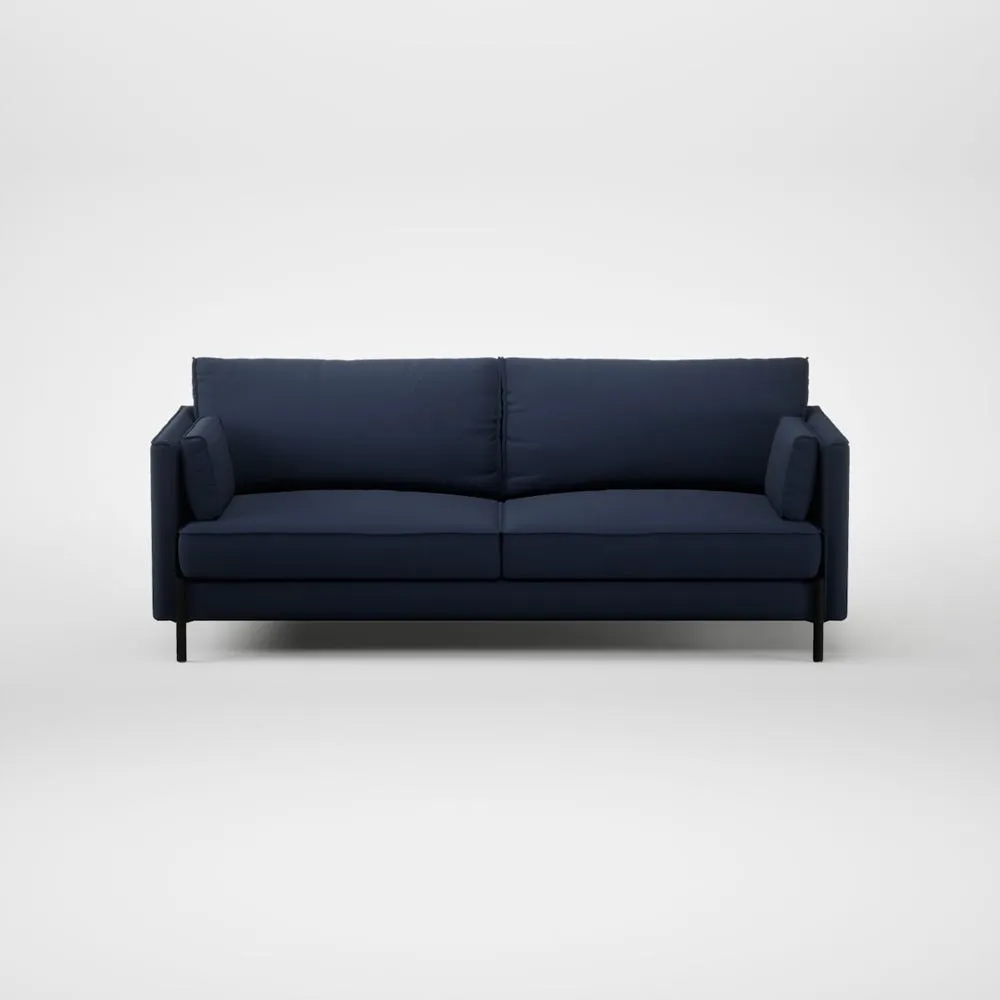Heal's Tortona 3 Seater Sofa Smart Cotton Linen Indigo Black Feet 1
