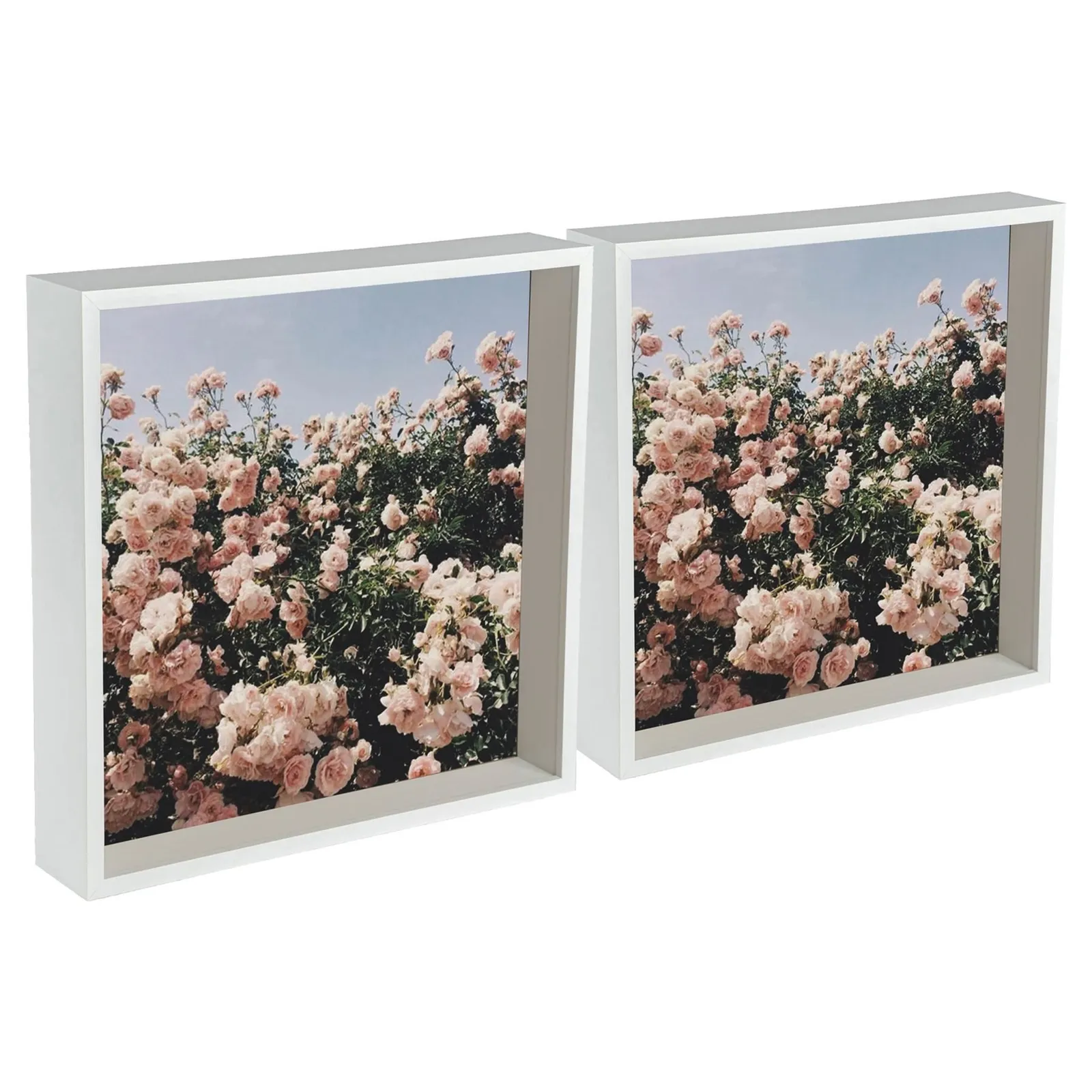Nicola Spring 3D Deep Box Photo Frames - 12 x 12" - Pack of 2 in White 1