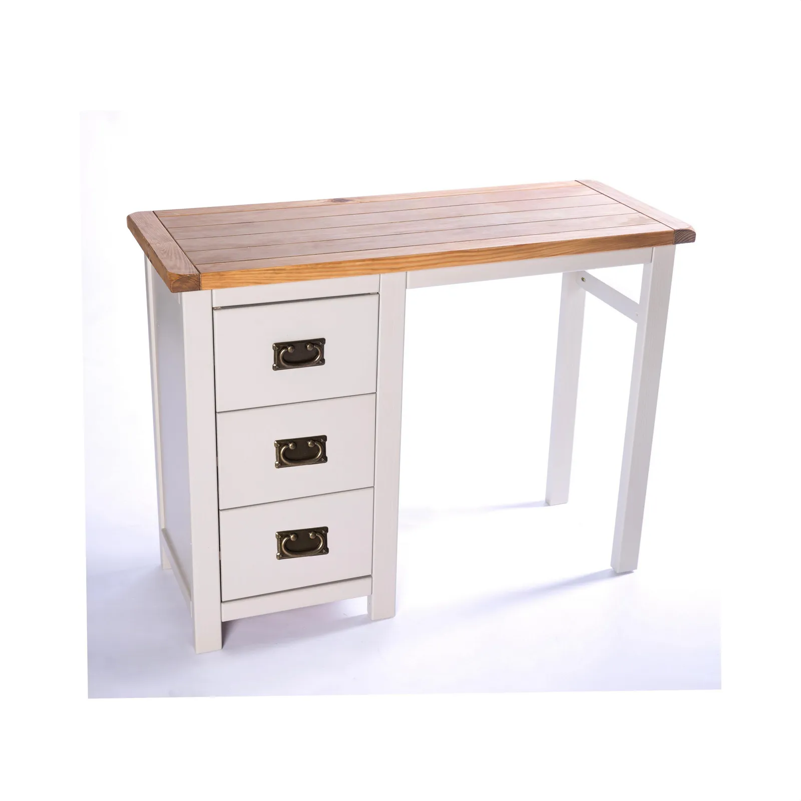 Cabinet Bits Argenta 3 Drawer Dressing Table Set Brass Drop Handle in Light Grey 3