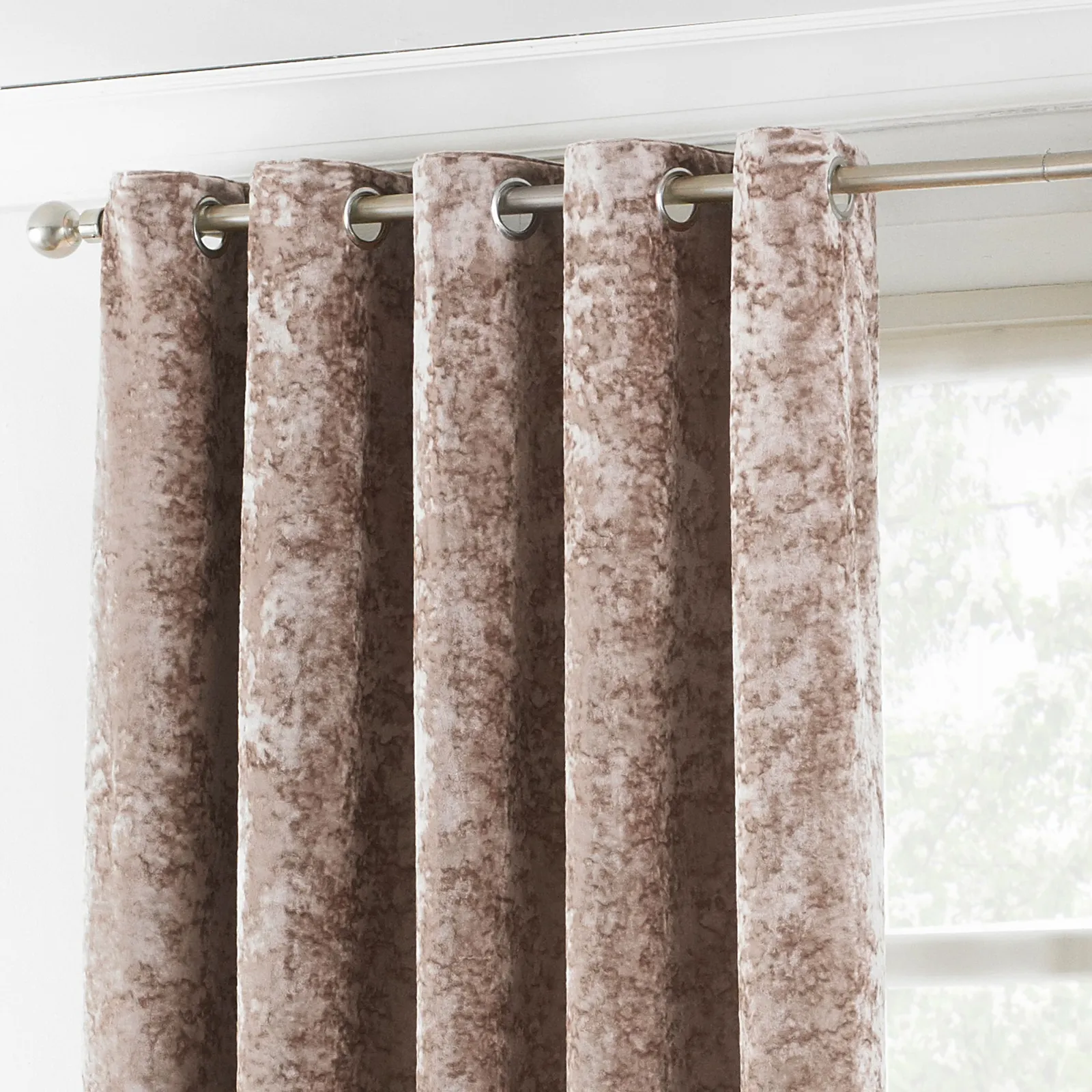 Paoletti Verona Crushed Velvet Eyelet Curtains in Off-White 2