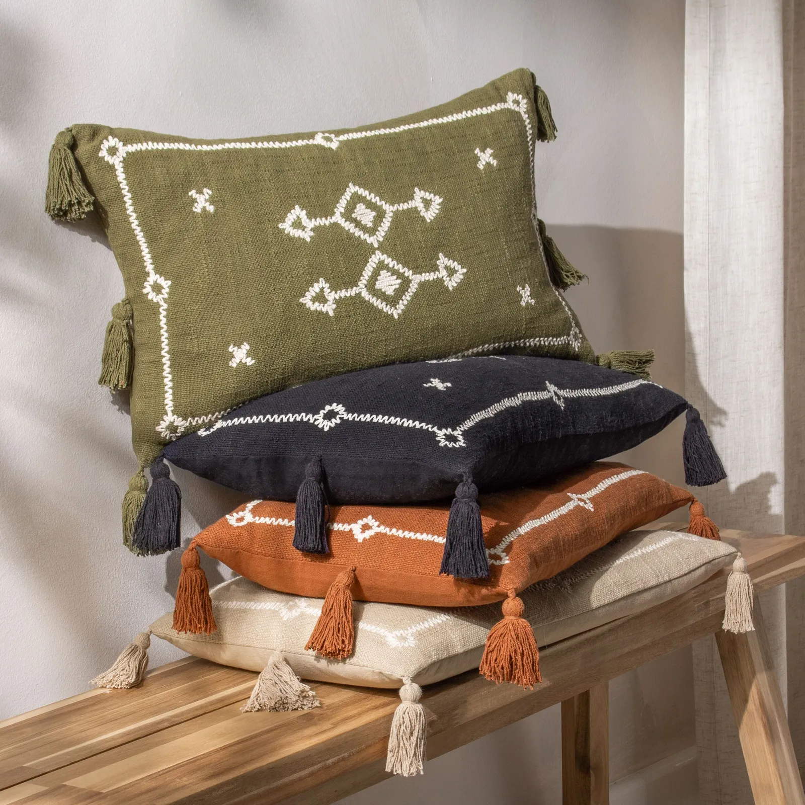 Yard Folis Geometric Cushion in Khaki 5