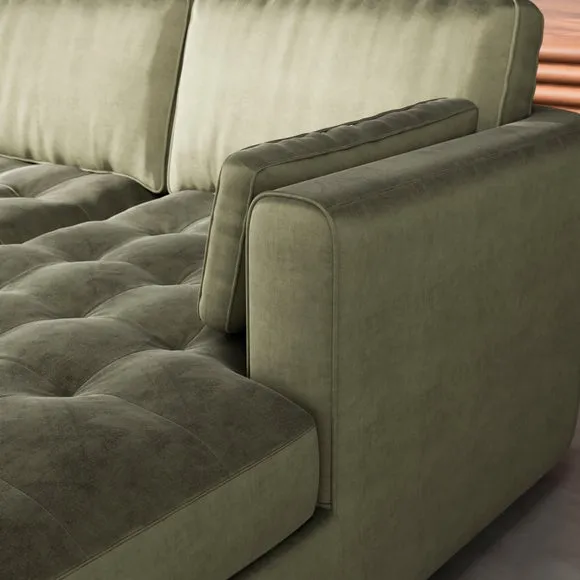 Zoe II Velvet Corner Chaise Sofa 4