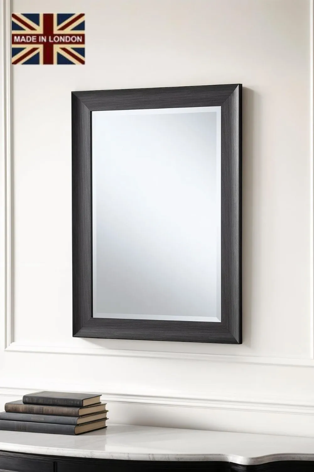 Yearn Mirrors Charcoal Grey Scooped Framed Mirror 91.5x66cm
