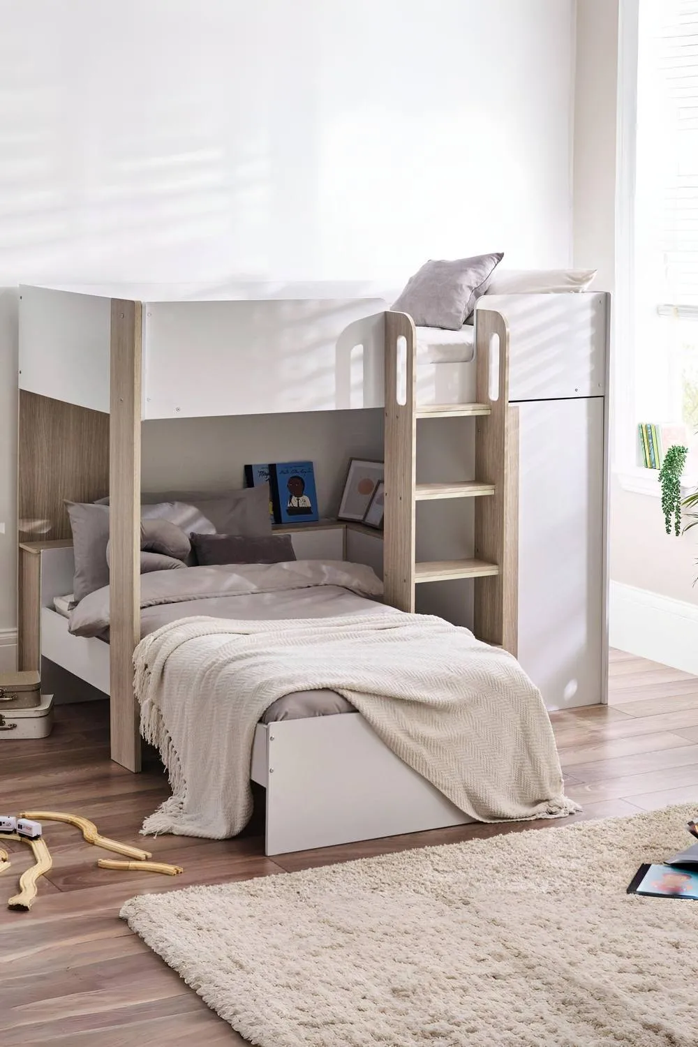 Julian Bowen Horizon Single White & Wood Effect Multiway Bunk Bed
