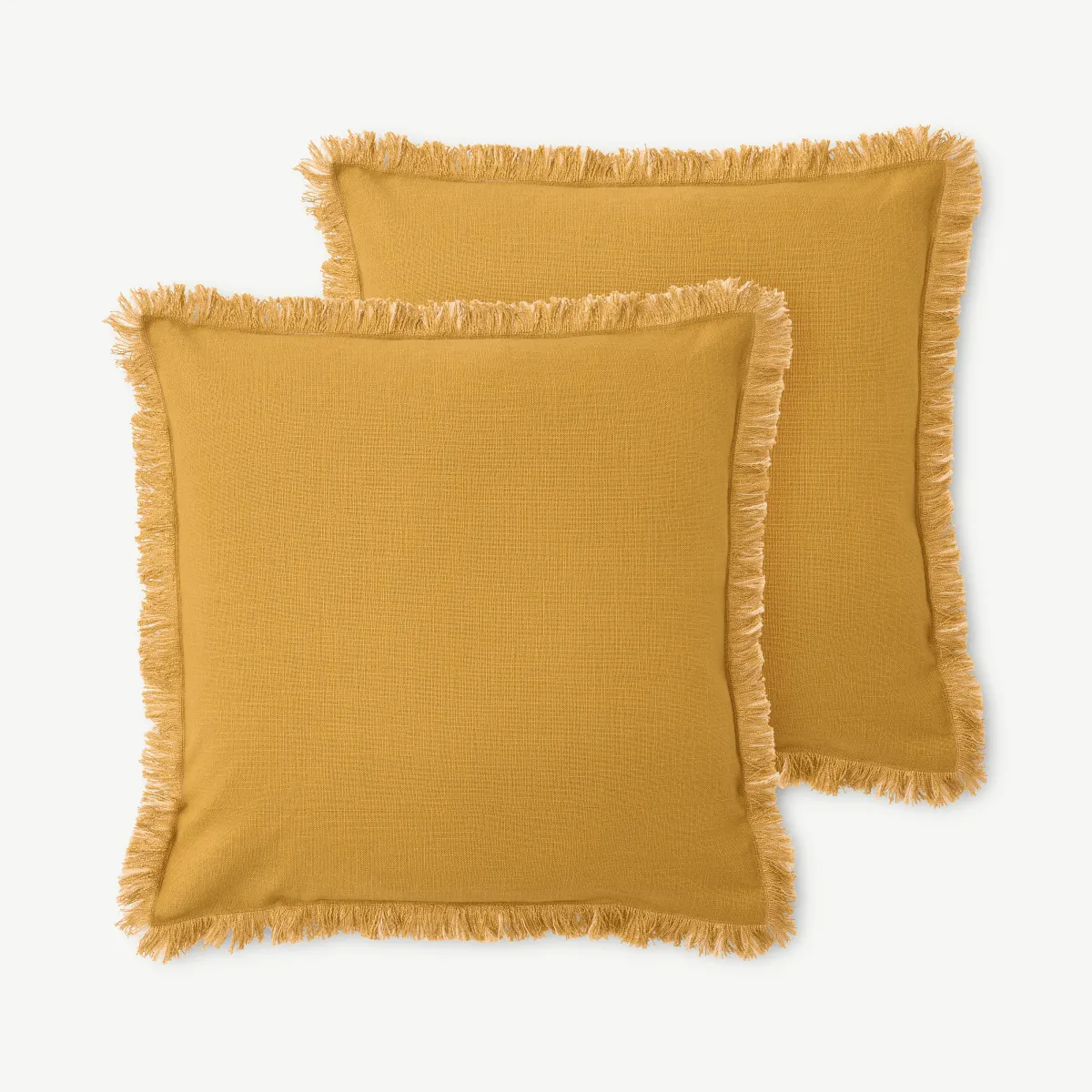 Sheedy Set of 2 Fringed Cushions, 45 x 45cm, Mustard & Plaster Pink