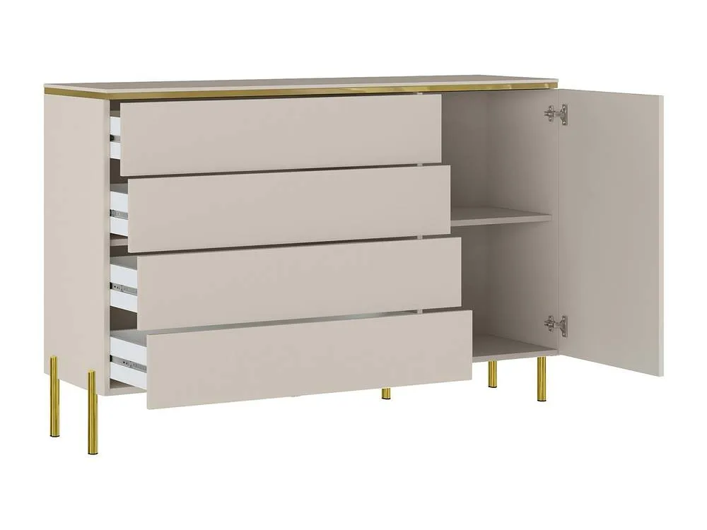 Vente-unique Chest Of Drawers With 4 Drawers & 1 Door - Beige & Gold - VUKIA 5