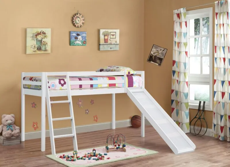 Comfy Living Ltd 3ft Wooden Mid Sleeper Various Colours With Slide in White 1