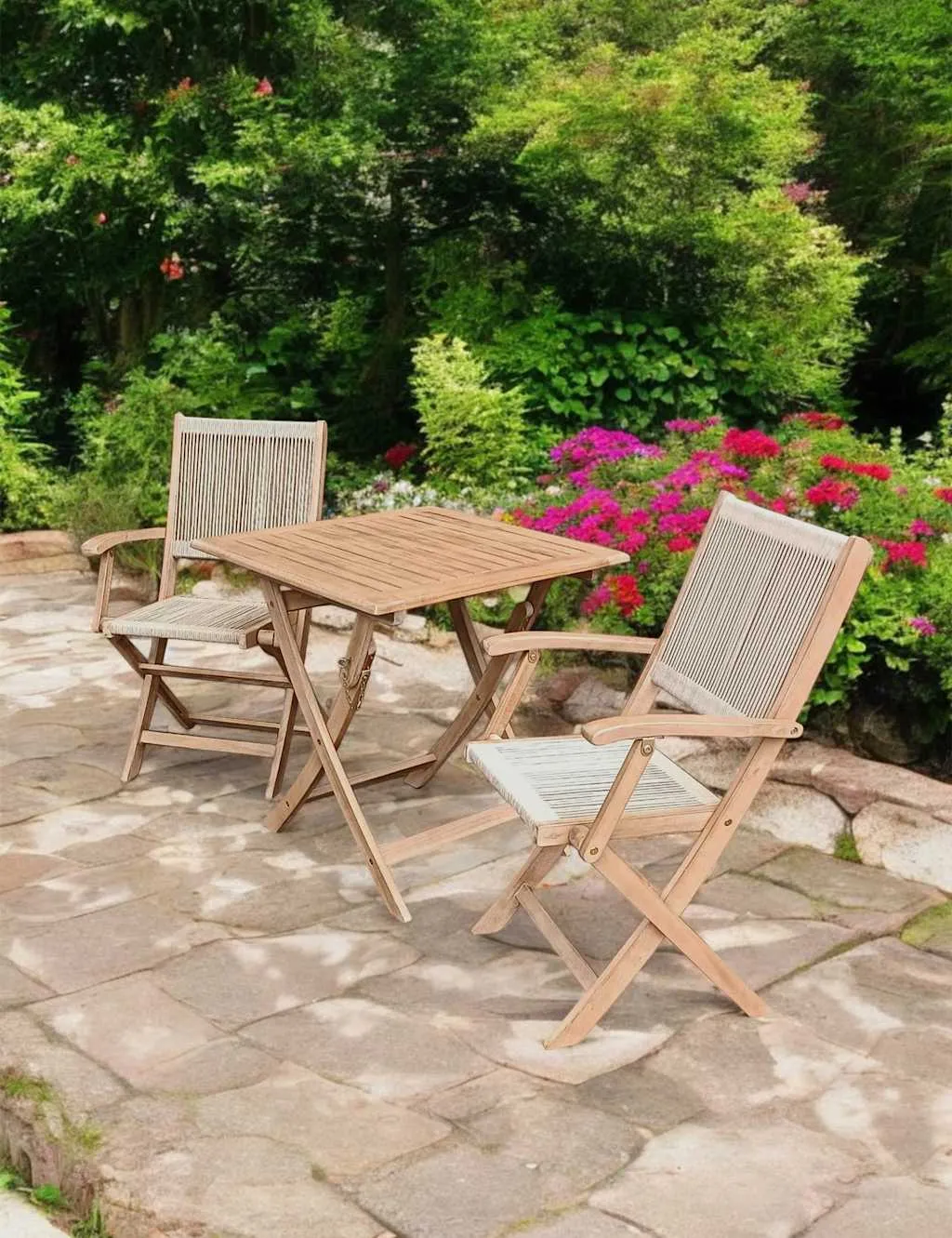 Royalcraft London 2 Seater Rope Bistro Folding Set Natural