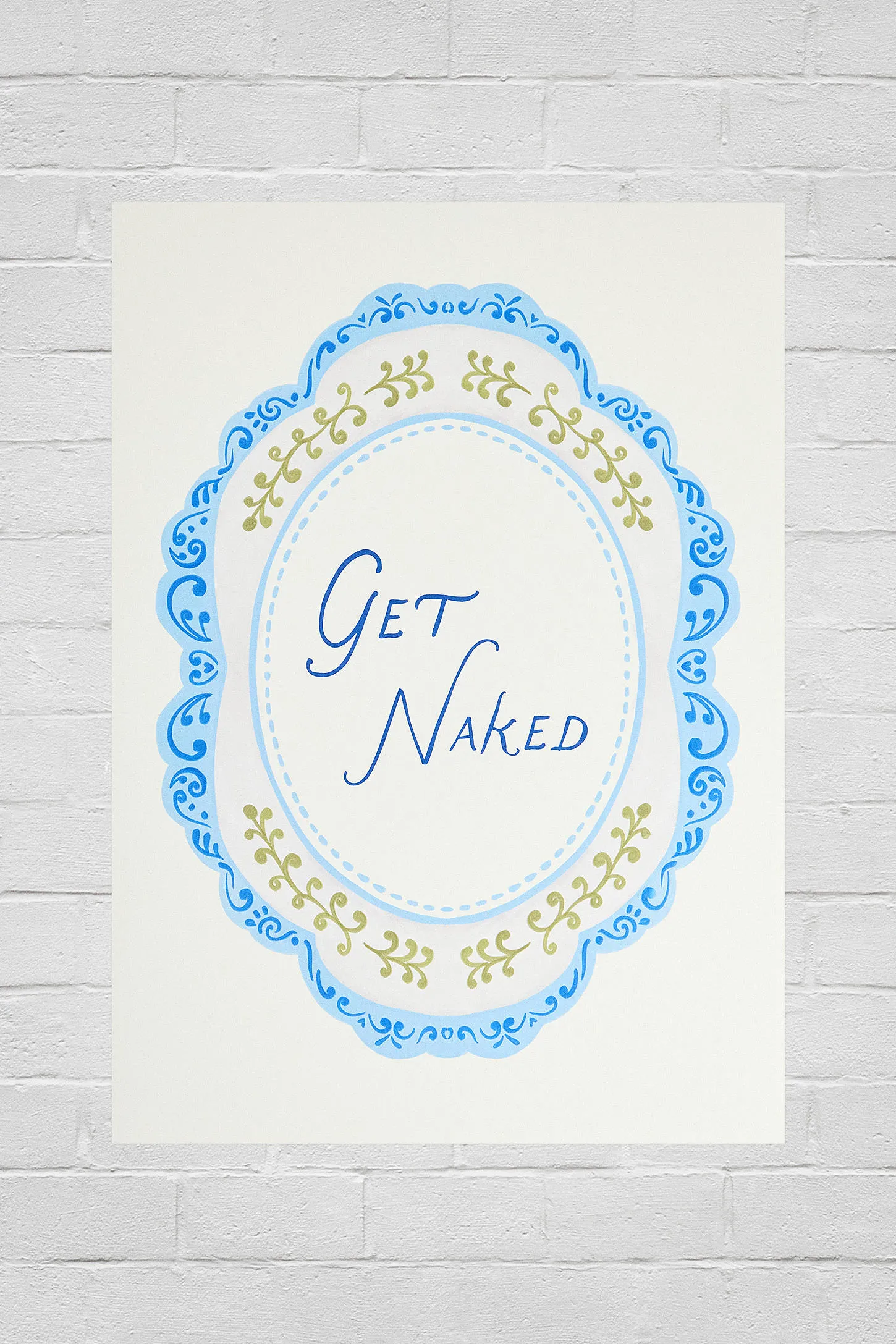 Get Naked 30x40cm Wall Art Print - Cream A3