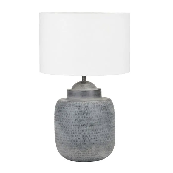 Pacific Lifestyle Raj Hammered Metal Urn Shaped Lamp Base and Lino Linen Lampshade 6