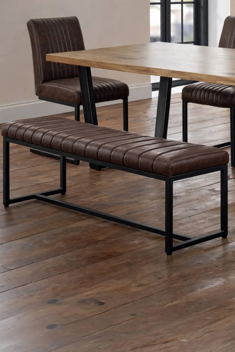 Julian Bowen Brooklyn 2 Seater Upholstered Dining Bench in Brown