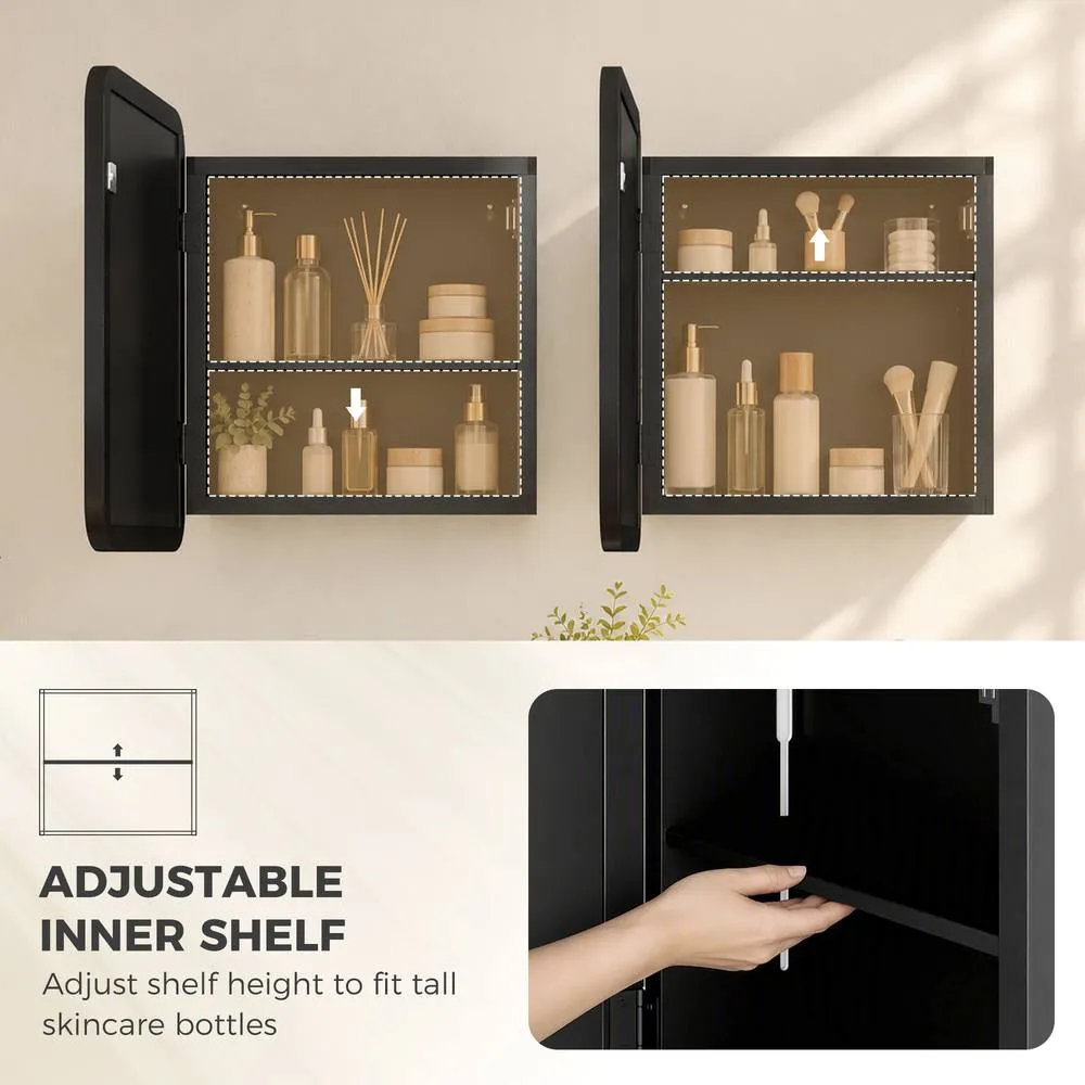 HOMCOM Bathroom Medicine Mirror Cabinet, Bathroom Wall Cabinet in Black 6