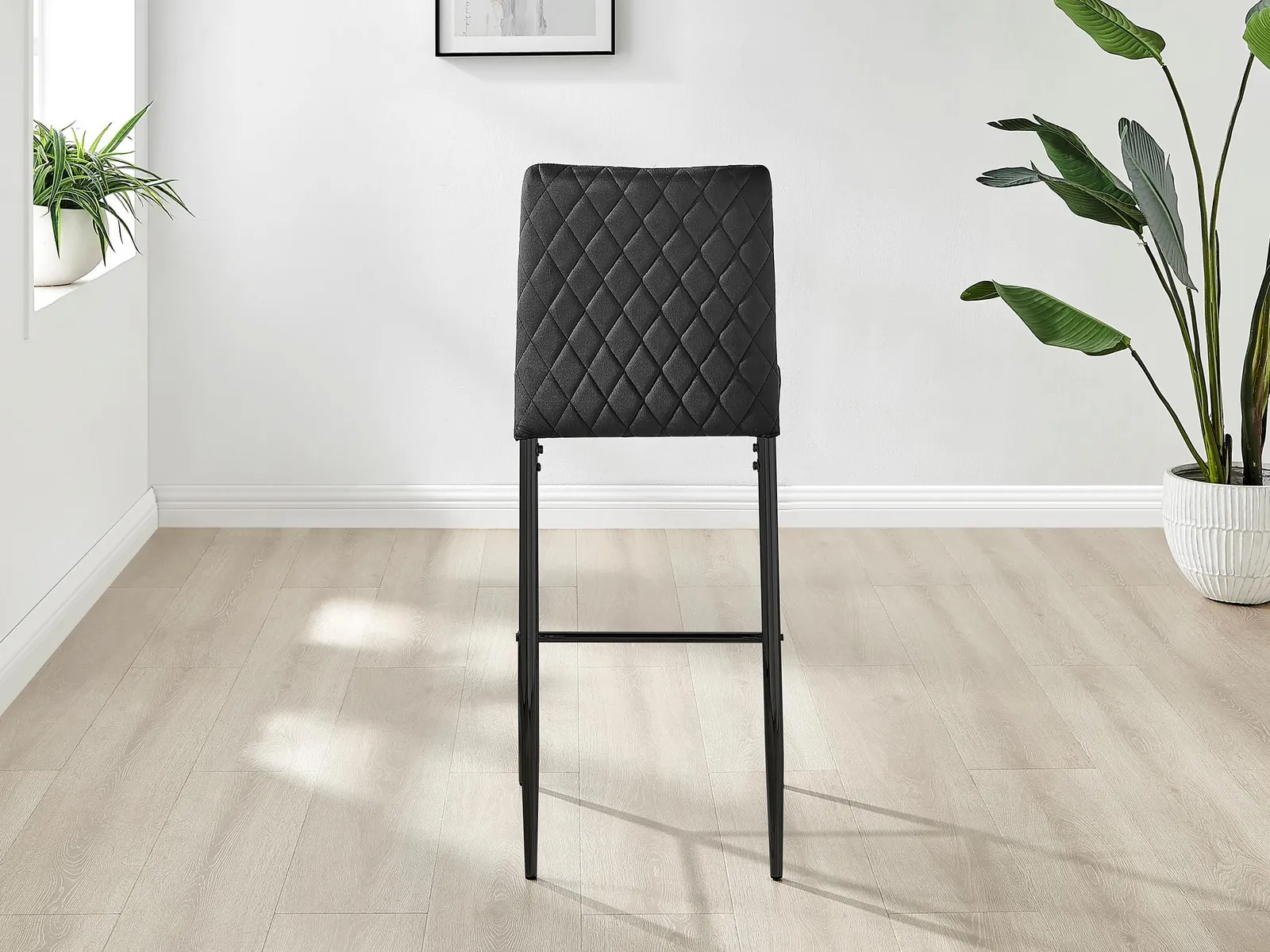 FurnitureboxUK Set of 2 Milan Soft Touch Hatched Velvet Padded Counter Stools With Black Metal Legs 5