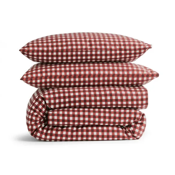 Maeva Gingham 100% Brushed Cotton Duvet Cover & Pillowcase Set 5