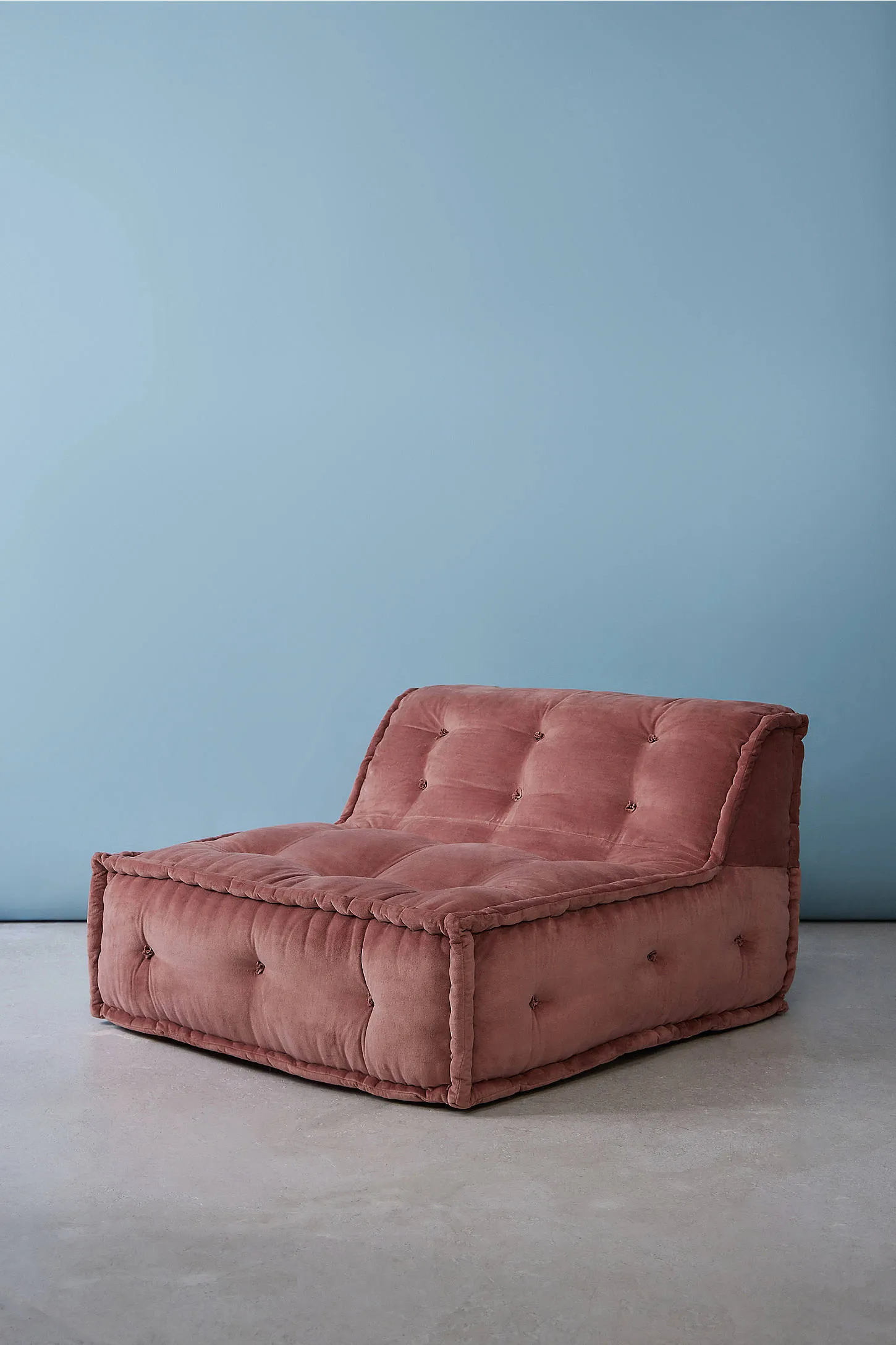Reema Pink Velvet Two-Seater Floor Cushion - Pink 4