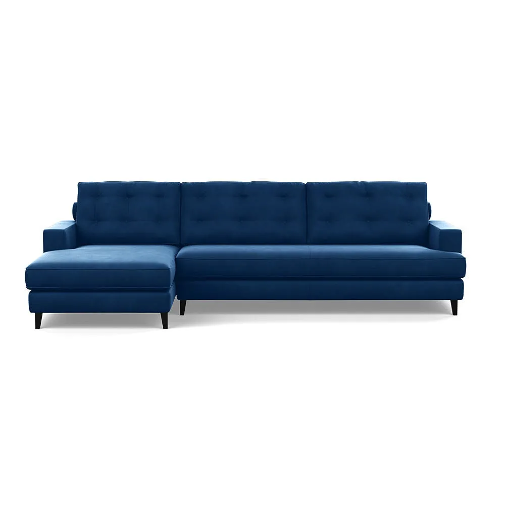 Heal's Mistral Left Hand Corner Sofa Velvet Petrol Black Feet 1