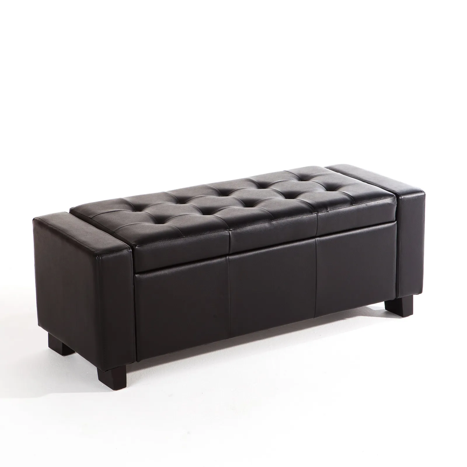 Verona Black Faux Leather Ottoman Black
