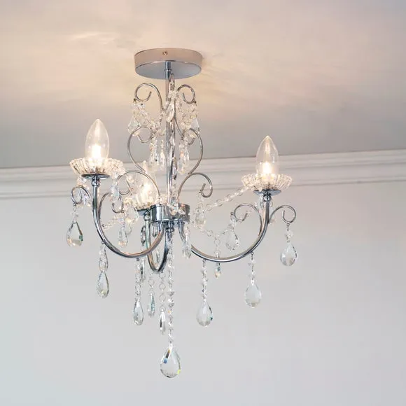Return - Vogue Tabitha 3 Light Bathroom Semi Flush Ceiling Light