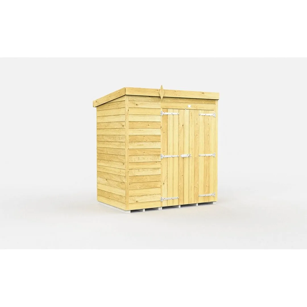 Buttercup Farm 7 x 4 Feet Pent Shed - Double Door W/O Windows - L118 x W214 x H201 cm in Brown