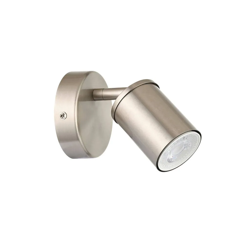 First Choice Lighting Set of 2 Larbert - Brushed Nickel Adjustable Wall or Ceiling Spotlight in Silver 2