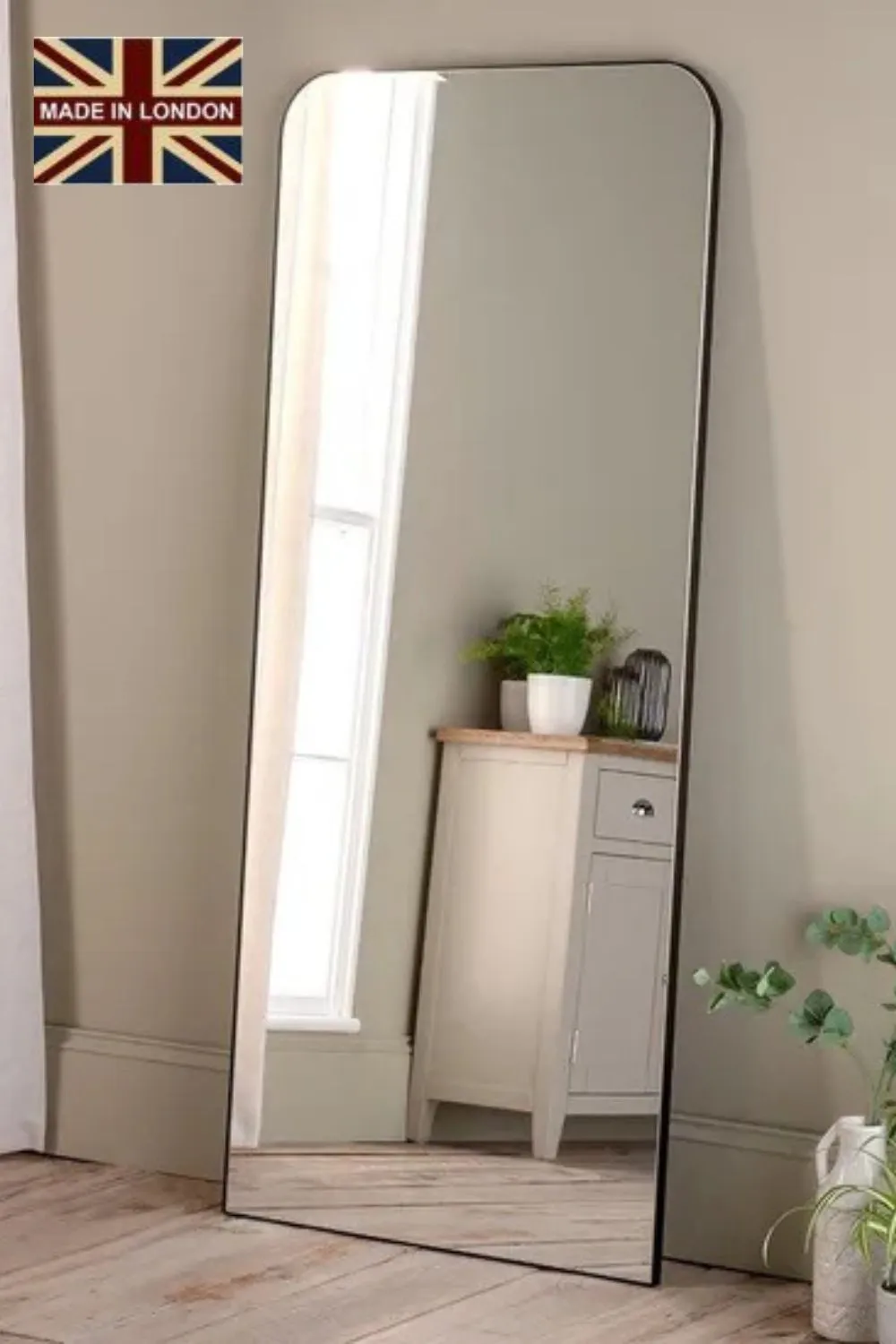 Yearn Mirrors Extra Large Black Curved corner Mirror 180x80cm