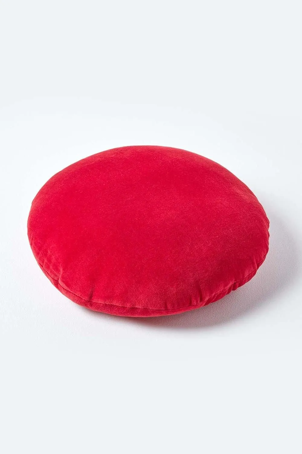 Homescapes Velvet Cushion, 40 cm Round in Red 3