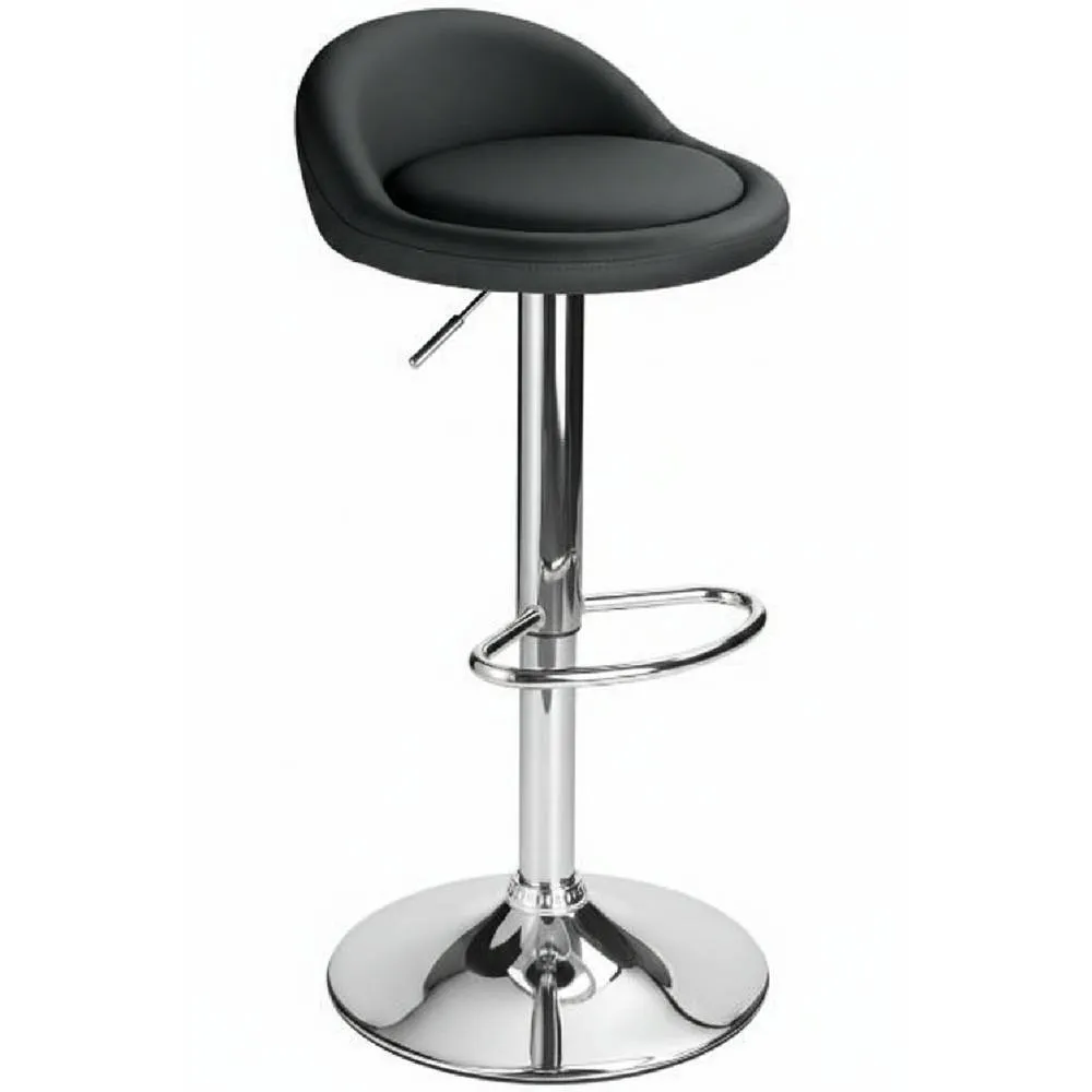 netfurniture Gaor Adjustable, Breakfast Bar Stool Faux Leather, Padded Seat Black