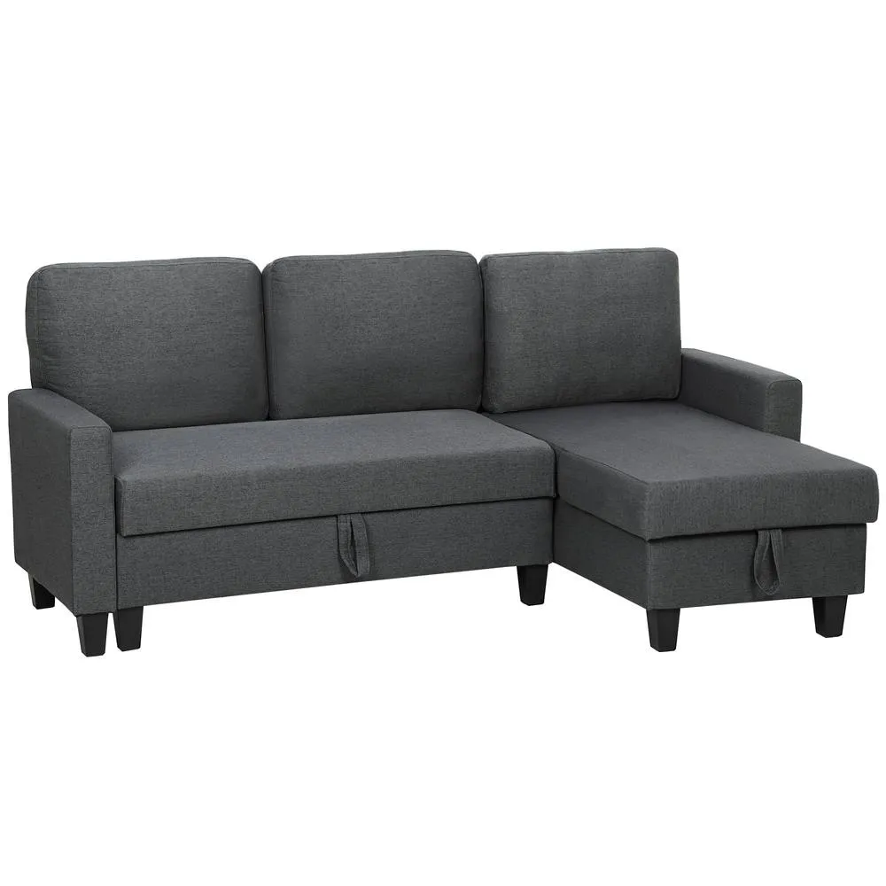 HOMCOM Fold-Out Convertible Sofa Bed with Removable Covers in Dark Grey 2